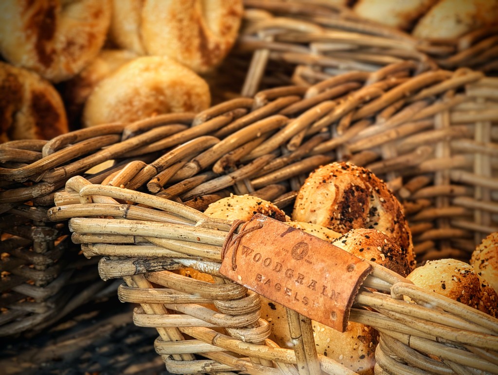 baskets of fresh bagels